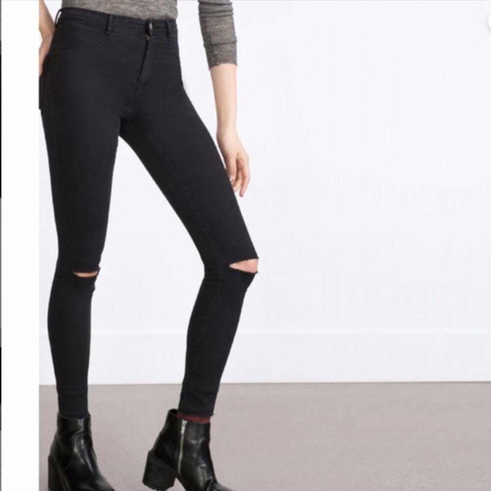 Zara | High Waisted Skinny Black Jeans 6